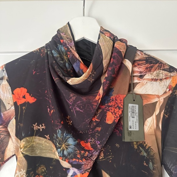 AllSaints Tia Tippi Dress NWT Tropical Floral Print Asymmetrical Midi sz 4 - Picture 7 of 10